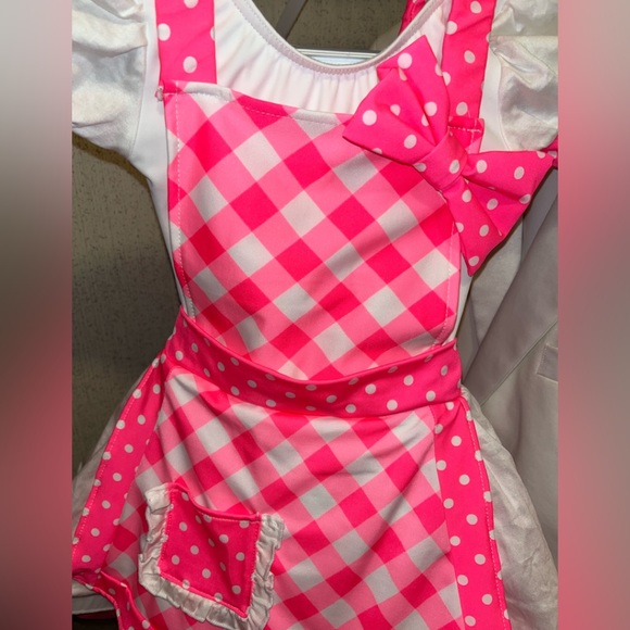 XSC WEISSMAN White & Pink Polka Dot Dance Wear Costume Apron Dress NWOT - Picture 2 of 12